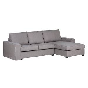 Ecksofa Barnie Webstoff Taupe - Longchair davorstehend rechts