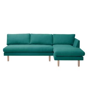 Ecksofa Bedale Webstoff Petrol - Longchair davorstehend rechts