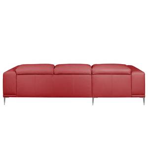 Canapé d'angle Beloha Cuir véritable Rouge - Méridienne courte à gauche (vue de face)
