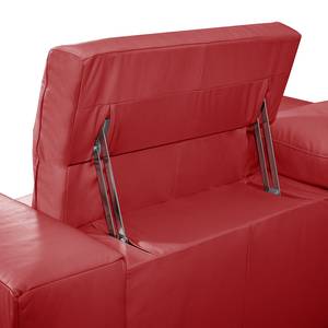 Canapé d'angle Beloha Cuir véritable Rouge - Méridienne courte à gauche (vue de face)