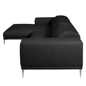 Ecksofa Beloha Echtleder Schwarz - Longchair davorstehend links