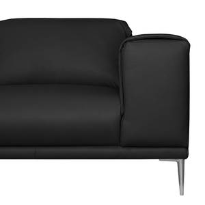 Canapé d'angle Beloha Cuir véritable Noir - Méridienne courte à gauche (vue de face)