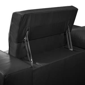 Ecksofa Beloha Echtleder Schwarz - Longchair davorstehend links