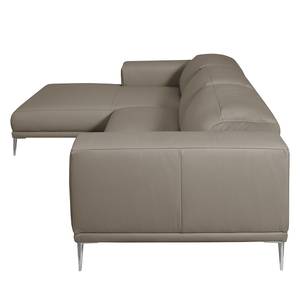 Ecksofa Beloha Echtleder Taupe - Longchair davorstehend links