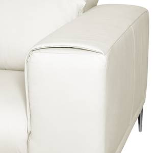 Canapé d'angle Beloha Cuir véritable Blanc - Méridienne courte à gauche (vue de face)