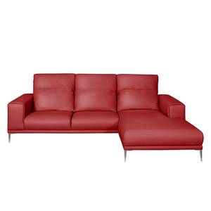 Ecksofa Beloha Echtleder Rot - Longchair davorstehend rechts