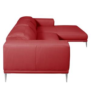 Ecksofa Beloha Echtleder Rot - Longchair davorstehend rechts