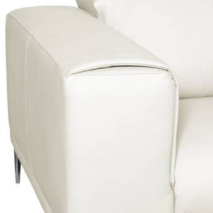 Canapé d'angle Beloha Cuir véritable Blanc - Méridienne courte à droite (vue de face)
