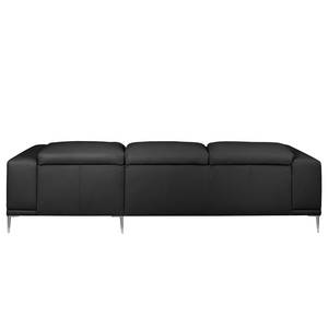 Ecksofa Beloha Echtleder Schwarz - Longchair davorstehend rechts