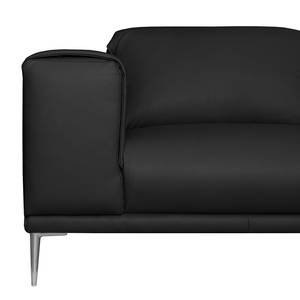 Ecksofa Beloha Echtleder Schwarz - Longchair davorstehend rechts