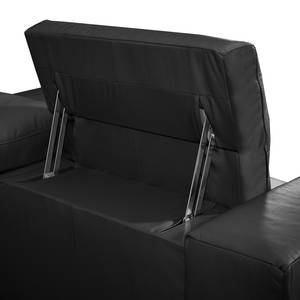 Canapé d'angle Beloha Cuir véritable Noir - Méridienne courte à droite (vue de face)