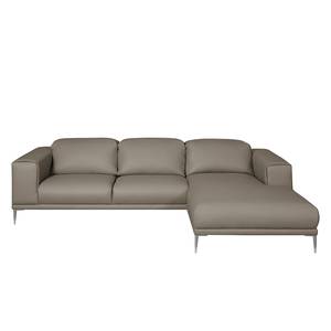 Ecksofa Beloha Echtleder Taupe - Longchair davorstehend rechts