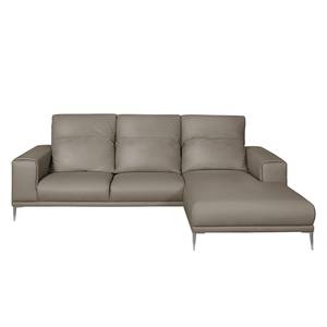 Ecksofa Beloha Echtleder Taupe - Longchair davorstehend rechts