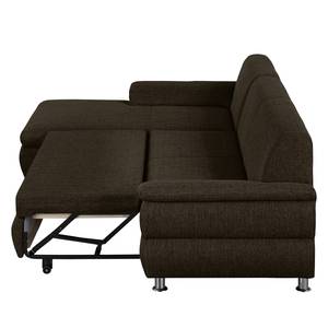 Ecksofa Belzoni Webstoff Bisonbraun - Longchair davorstehend links - Schlaffunktion