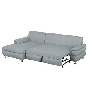 Ecksofa Belzoni Webstoff Granit - Longchair davorstehend links - Schlaffunktion