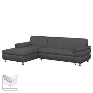 Ecksofa Belzoni Webstoff Anthrazit - Longchair davorstehend links - Keine Funktion