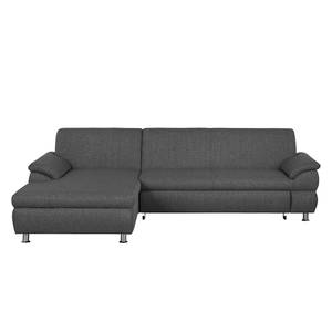 Ecksofa Belzoni Webstoff Anthrazit - Longchair davorstehend links - Keine Funktion