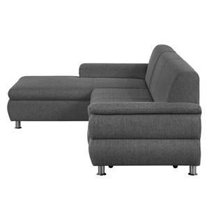 Ecksofa Belzoni Webstoff Anthrazit - Longchair davorstehend links - Keine Funktion