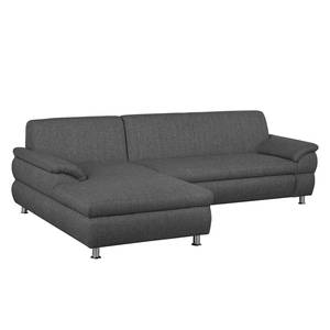 Ecksofa Belzoni Webstoff Anthrazit - Longchair davorstehend links - Keine Funktion