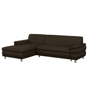 Ecksofa Belzoni Webstoff Bisonbraun - Longchair davorstehend links - Keine Funktion