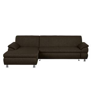 Ecksofa Belzoni Webstoff Bisonbraun - Longchair davorstehend links - Keine Funktion