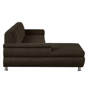 Ecksofa Belzoni Webstoff Bisonbraun - Longchair davorstehend links - Keine Funktion