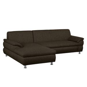 Ecksofa Belzoni Webstoff Bisonbraun - Longchair davorstehend links - Keine Funktion