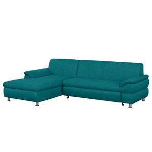 Ecksofa Belzoni Webstoff Petrol - Longchair davorstehend links - Keine Funktion