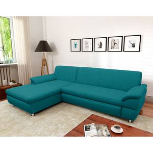 Ecksofa Belzoni Webstoff Petrol - Longchair davorstehend links - Keine Funktion