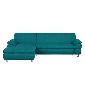 Ecksofa Belzoni Webstoff Petrol - Longchair davorstehend links - Keine Funktion