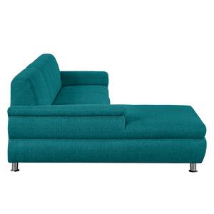 Ecksofa Belzoni Webstoff Petrol - Longchair davorstehend links - Keine Funktion