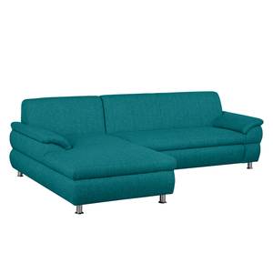 Ecksofa Belzoni Webstoff Petrol - Longchair davorstehend links - Keine Funktion