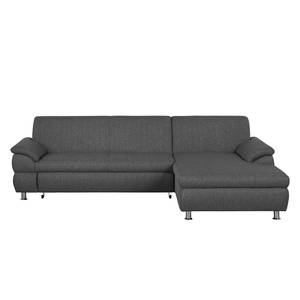 Ecksofa Belzoni Webstoff Anthrazit - Longchair davorstehend rechts - Schlaffunktion