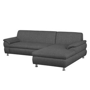 Ecksofa Belzoni Webstoff Anthrazit - Longchair davorstehend rechts - Schlaffunktion