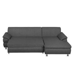 Ecksofa Belzoni Webstoff Anthrazit - Longchair davorstehend rechts - Schlaffunktion