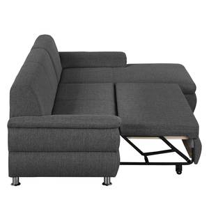 Ecksofa Belzoni Webstoff Anthrazit - Longchair davorstehend rechts - Schlaffunktion