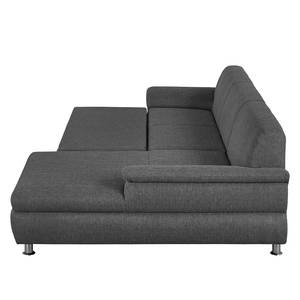 Ecksofa Belzoni Webstoff Anthrazit - Longchair davorstehend rechts - Schlaffunktion