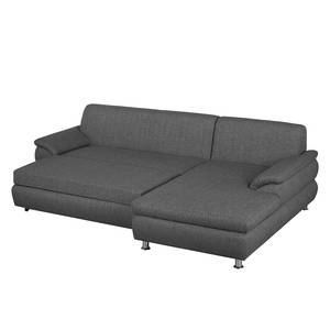 Ecksofa Belzoni Webstoff Anthrazit - Longchair davorstehend rechts - Schlaffunktion