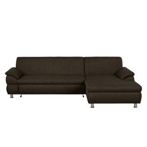 Ecksofa Belzoni Webstoff Bisonbraun - Longchair davorstehend rechts - Schlaffunktion