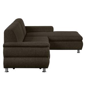 Ecksofa Belzoni Webstoff Bisonbraun - Longchair davorstehend rechts - Schlaffunktion