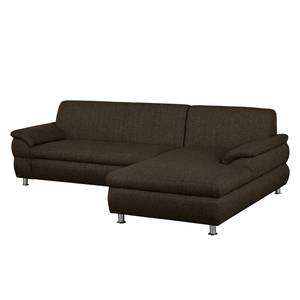 Ecksofa Belzoni Webstoff Bisonbraun - Longchair davorstehend rechts - Schlaffunktion