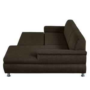 Ecksofa Belzoni Webstoff Bisonbraun - Longchair davorstehend rechts - Schlaffunktion