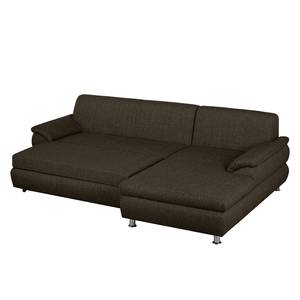 Ecksofa Belzoni Webstoff Bisonbraun - Longchair davorstehend rechts - Schlaffunktion