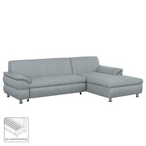 Ecksofa Belzoni Webstoff Granit - Longchair davorstehend rechts - Schlaffunktion