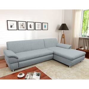 Ecksofa Belzoni Webstoff Granit - Longchair davorstehend rechts - Schlaffunktion