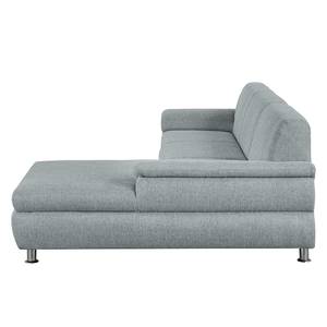 Ecksofa Belzoni Webstoff Granit - Longchair davorstehend rechts - Schlaffunktion