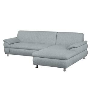 Ecksofa Belzoni Webstoff Granit - Longchair davorstehend rechts - Schlaffunktion