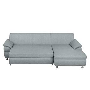 Ecksofa Belzoni Webstoff Granit - Longchair davorstehend rechts - Schlaffunktion