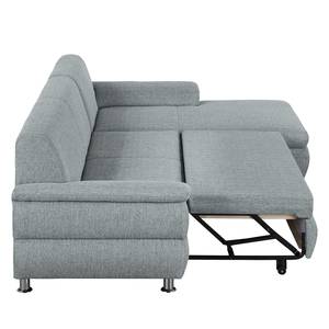 Ecksofa Belzoni Webstoff Granit - Longchair davorstehend rechts - Schlaffunktion