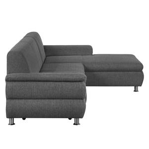 Ecksofa Belzoni Webstoff Anthrazit - Longchair davorstehend rechts - Keine Funktion